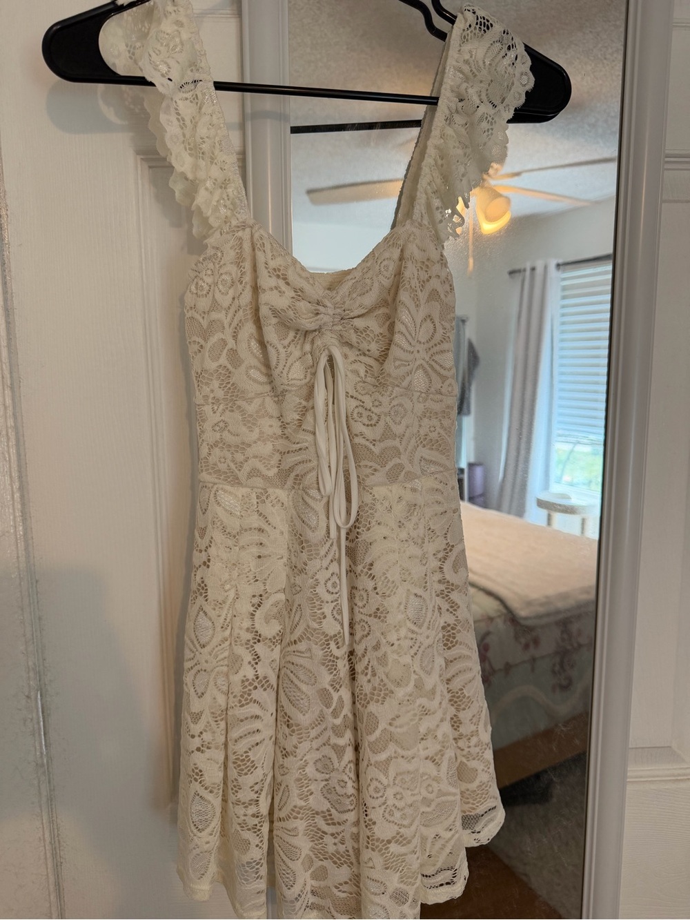 Lace Fit-and-Flare Women's Dress in Cream
